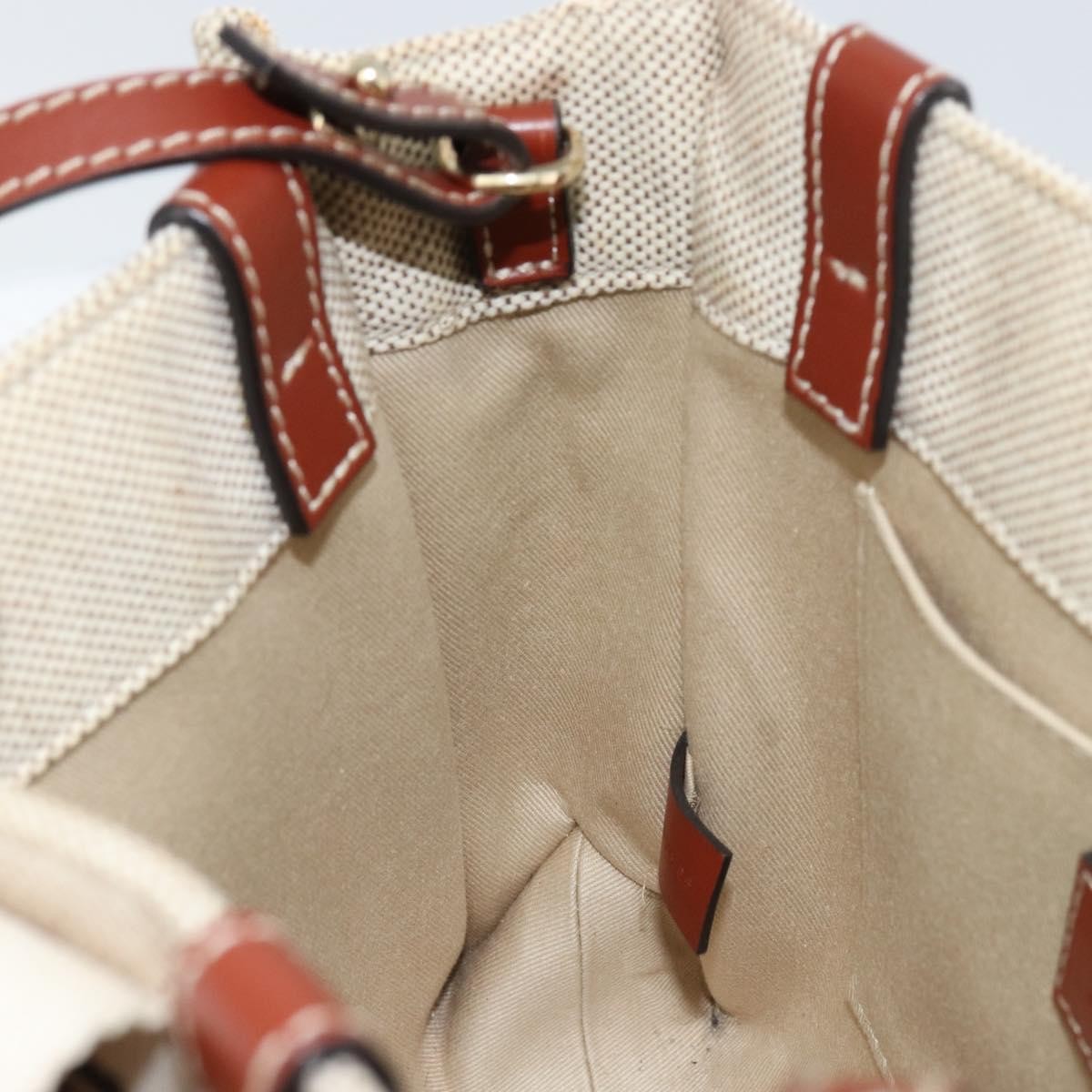Chloe Woody Convertible Tote Canvas with Leather, BEIGE, CANVAS, Handbag