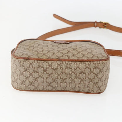 Celine Vintage Macadam Shoulder Bag Canvas and Leather, BEIGE, CANVAS, Shoulder bag