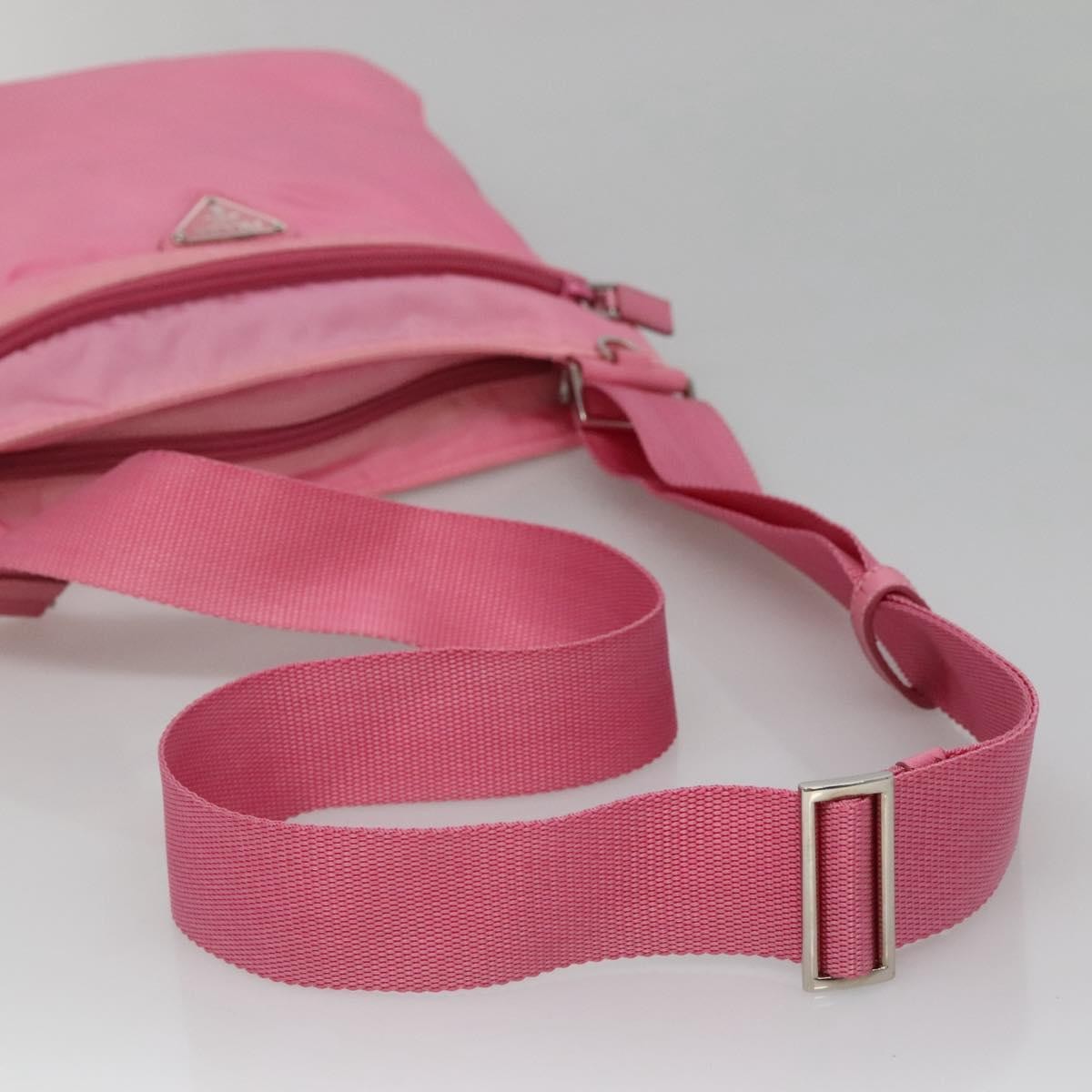 Prada Front Pocket Messenger Bag Tessuto, PINK, NYLON, Shoulder bag