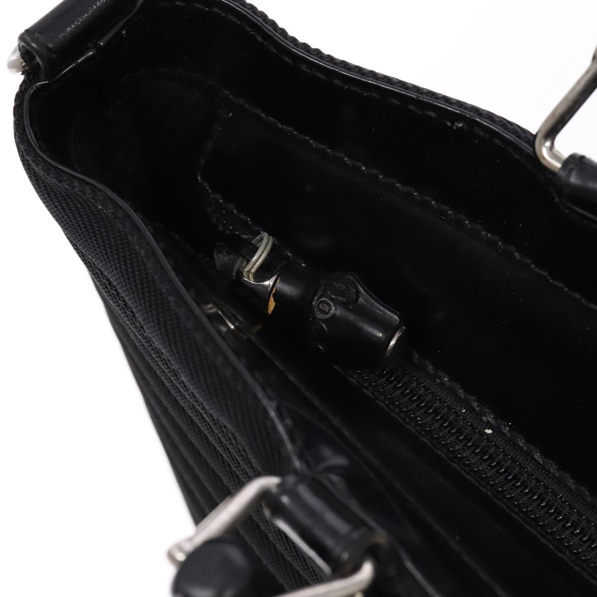 Gucci Vintage Bamboo Handle Bag Nylon, Black, Nylon, Handbag
