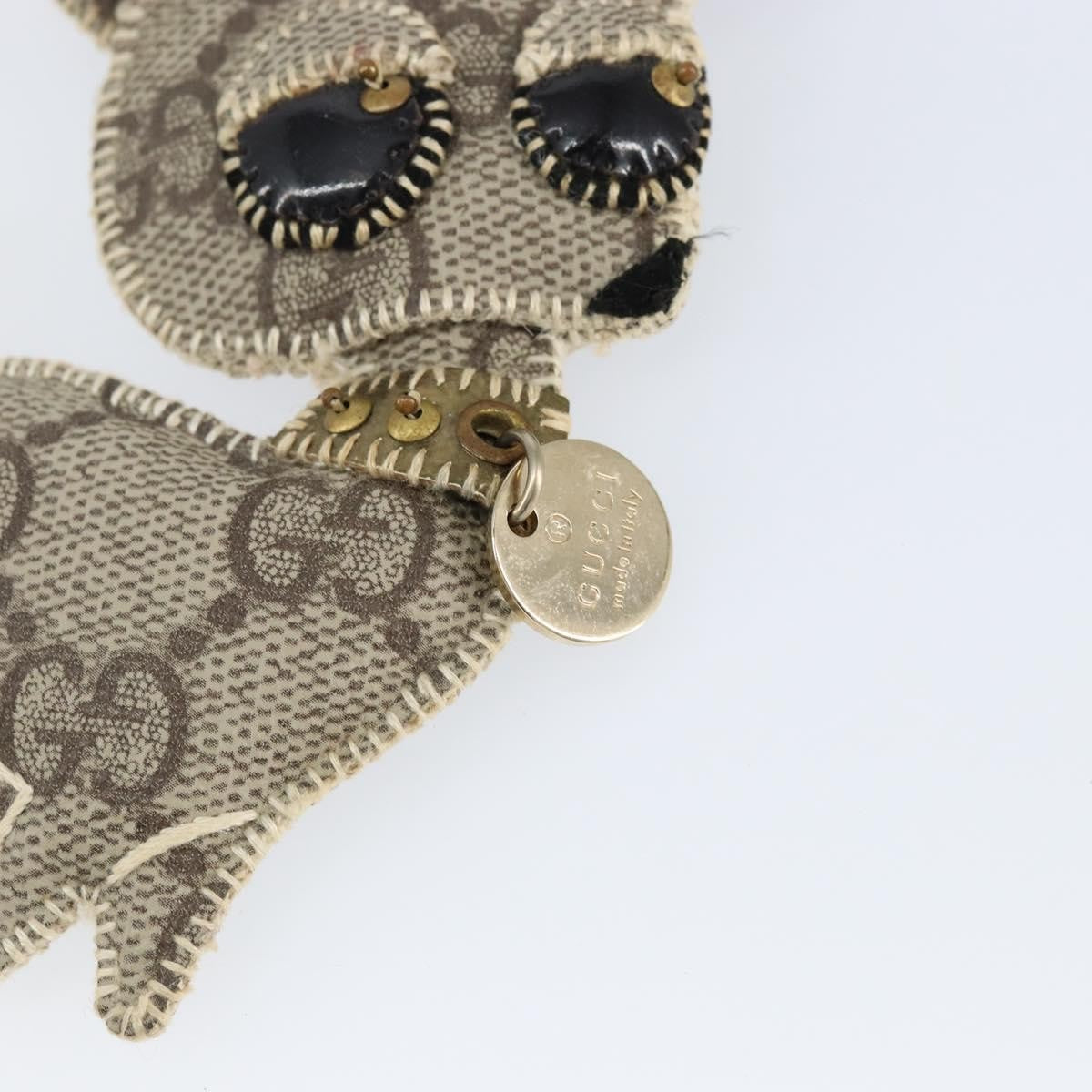 Gucci Dog Keychain GG Coated Canvas, BEIGE, CANVAS, Charms and Keychains