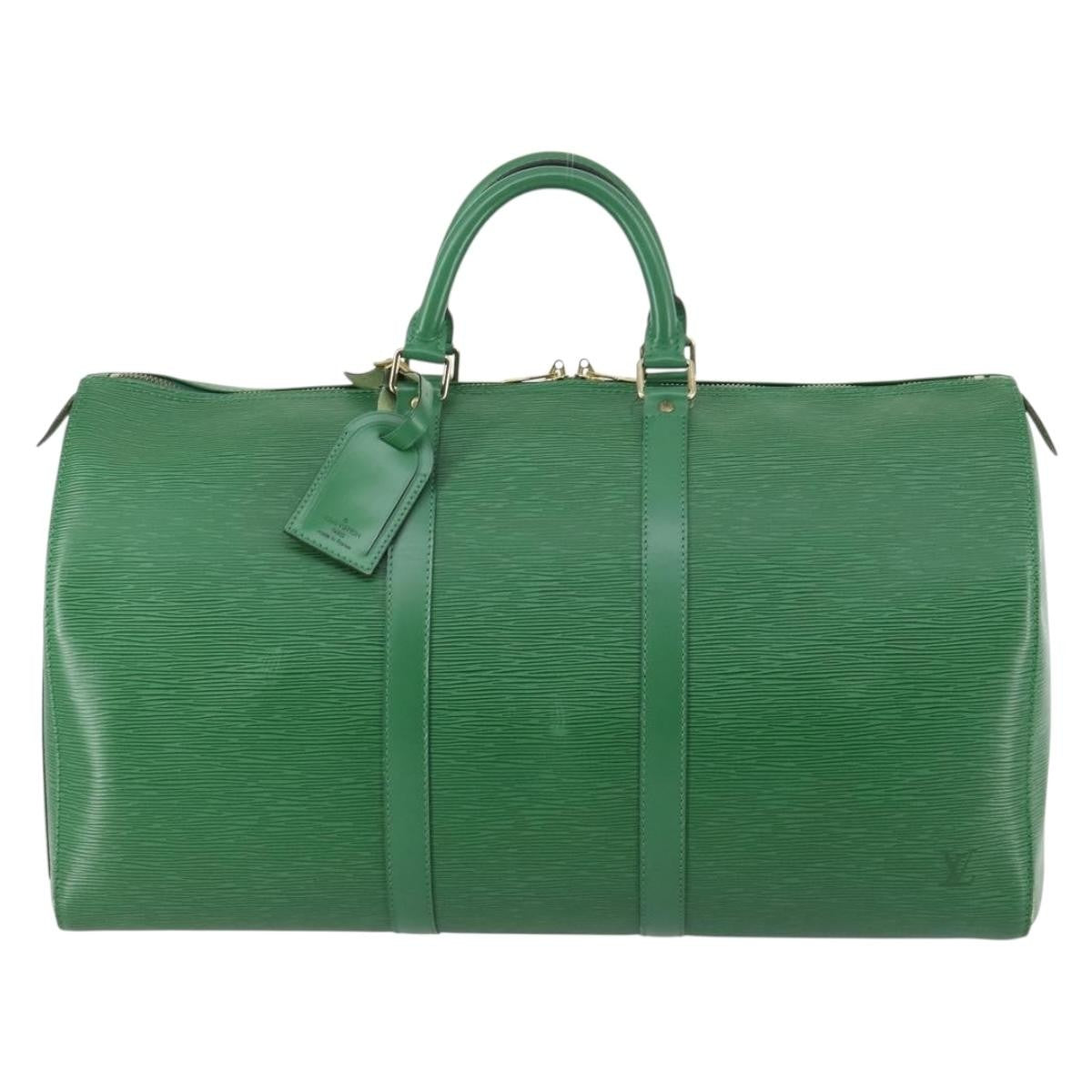 Louis Vuitton Keepall Bag Epi Leather, GREEN, LEATHER, Travel bag