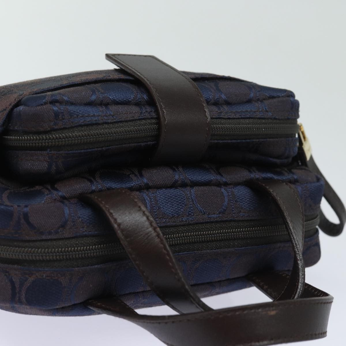 Salvatore Ferragamo Gancini mini handbag Canvas, NAVY, CANVAS, Handbag