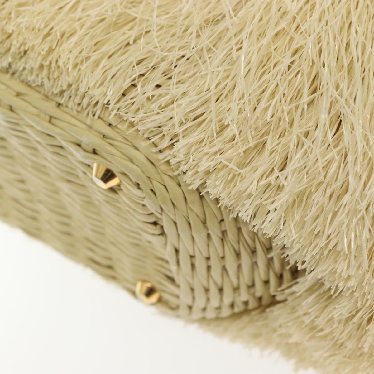 Prada Fringe Wicker Tote Woven Straw, GOLD, WOOD, Handbag