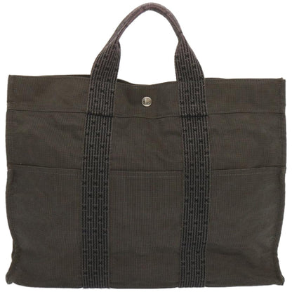 Hermes Fourre-tout Herline Canvas, GRAY, CANVAS, Tote bag