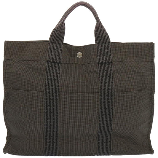 Hermes Fourre-tout Herline Canvas, GRAY, CANVAS, Tote bag