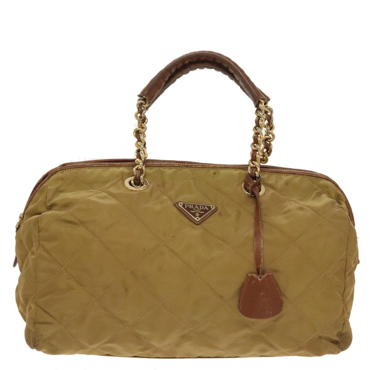 Prada Chain Shoulder Bag Tessuto, BEIGE, NYLON, Shoulder bag