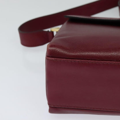 Celine Circle logo Leather, BURGUNDY, LEATHER, Shoulder bag