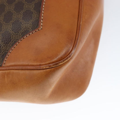 Celine Vintage Macadam Shoulder Bag Canvas and Leather, BROWN, CANVAS, Shoulder bag