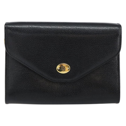 Christian Dior Vintage Chain Flap Shoulder Bag Leather, BLACK, LEATHER, Shoulder bag