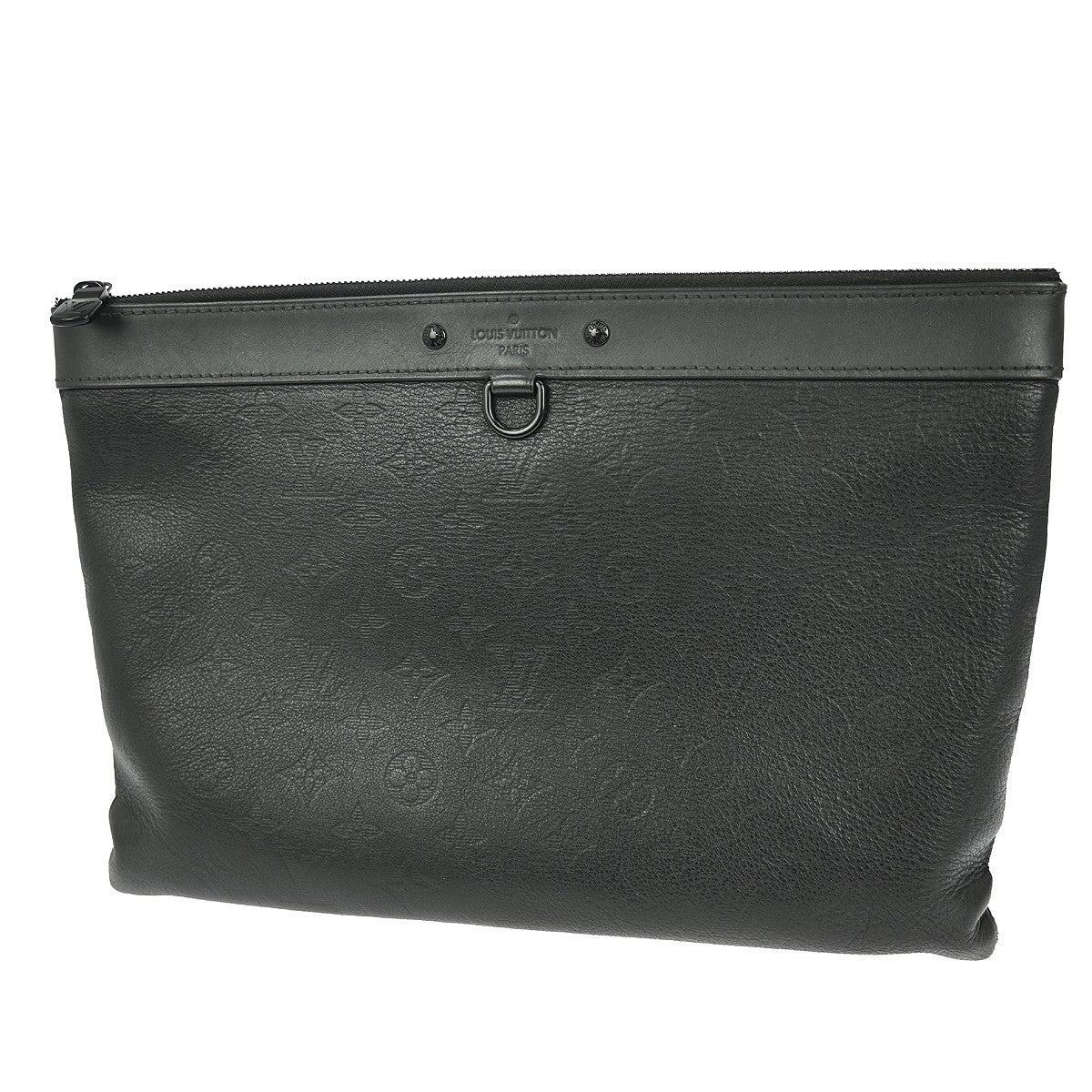 Louis Vuitton Discovery Pochette Monogram Shadow Leather, BLACK, LEATHER, Clutche & pouche