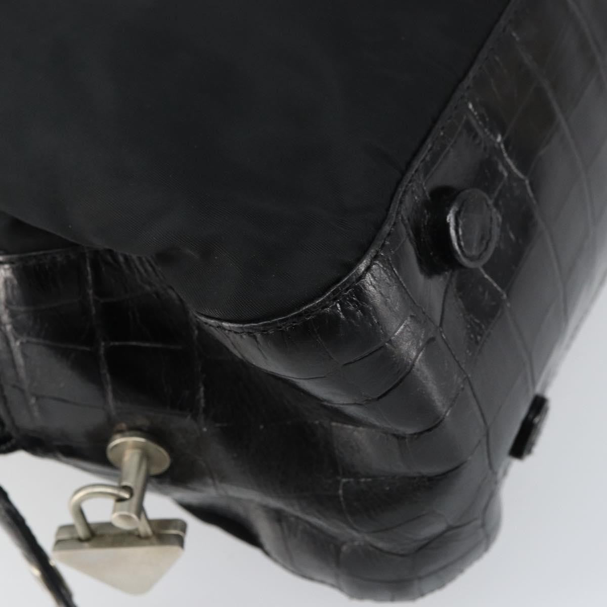 Prada Vintage Shoulder Bag Nylon and Leather, BLACK, NYLON, Shoulder bag