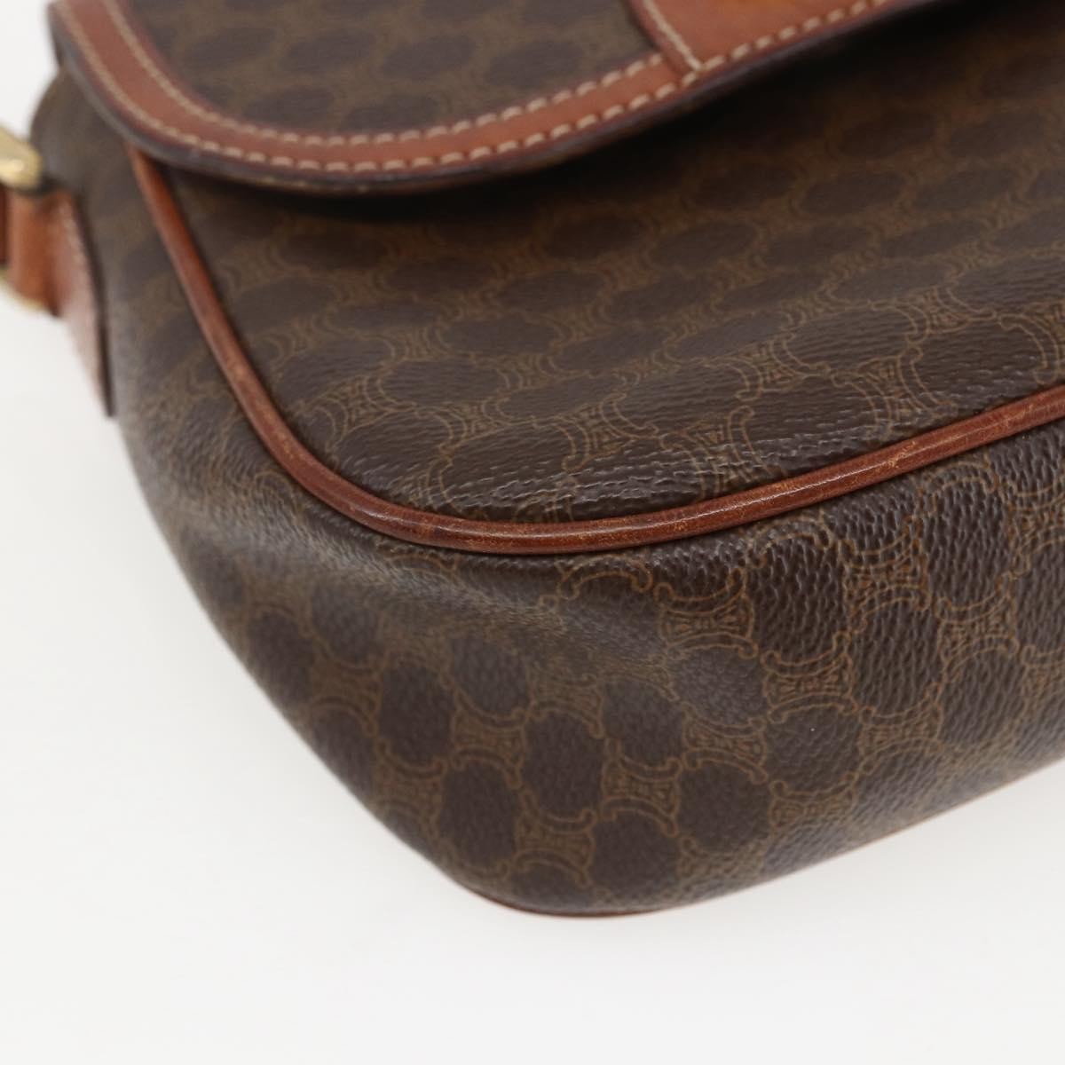Celine Vintage Macadam Shoulder Bag Canvas and Leather, BROWN, CANVAS, Shoulder bag