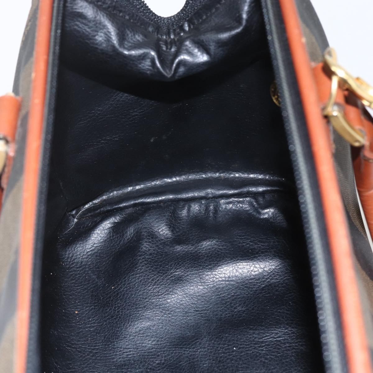 Fendi Vintage Pequin Convertible Boston Bag Coated Canvas, BLACK, PVC, Handbag