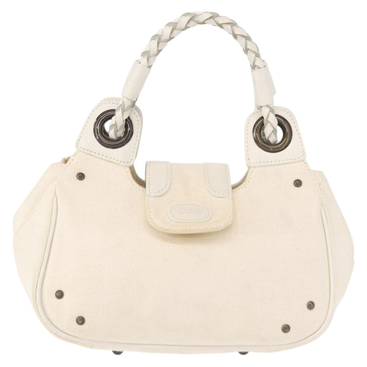 Chloe Vintage handbag Leather, WHITE, CANVAS, Handbag