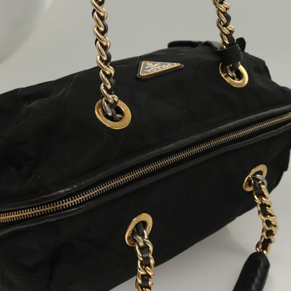 Prada Chain Shoulder Bag Tessuto, BLACK, NYLON, Shoulder bag