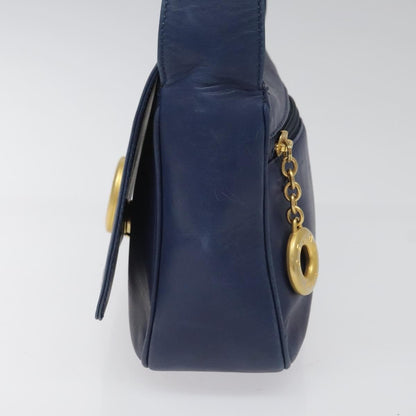 Celine Vintage Circle Logo Crossbody Bag Leather, BLUE, LEATHER, Crossbody bag