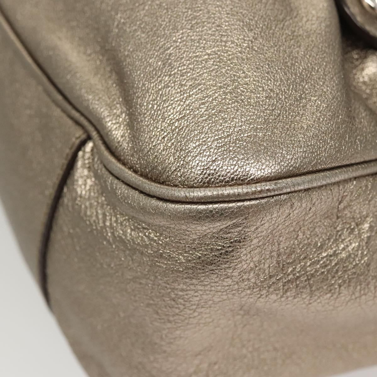 Salvatore Ferragamo Gancini Shoulder Bag Leather, GOLD, LEATHER, Shoulder bag