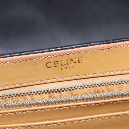 Celine Vintage Triomphe Shoulder Bag Leather, BLACK, LEATHER, Shoulder bag