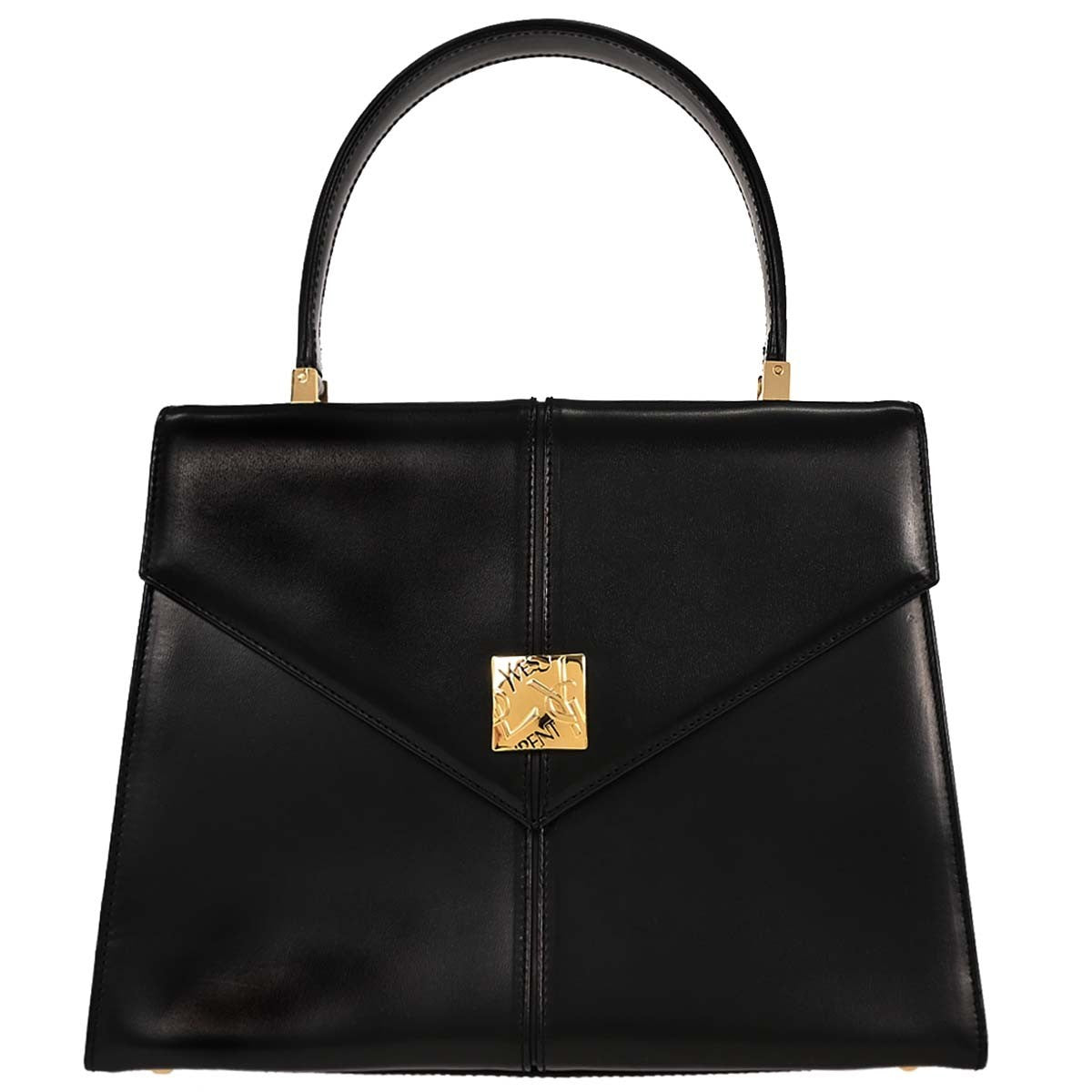 Saint Laurent Vintage Handbag Leather, BLACK, LEATHER, Handbag