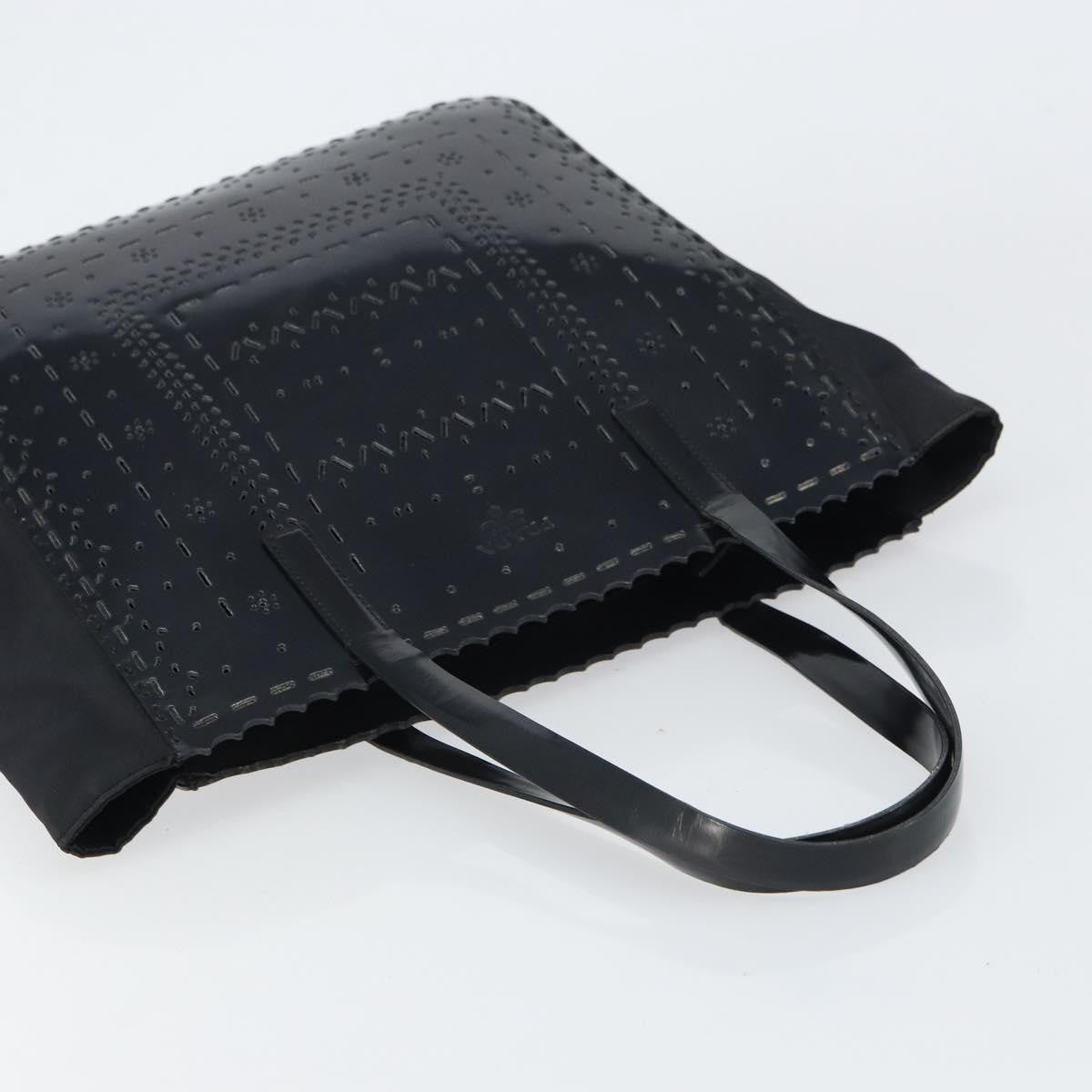 Prada Vintage Tote Tessuto with Leather, BLACK, PATENT_LEATHER, Tote bag