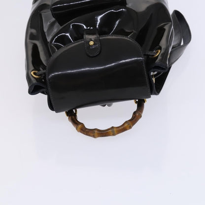 Gucci Vintage Bamboo Backpack Patent, Black, Patent Leather, Backpack