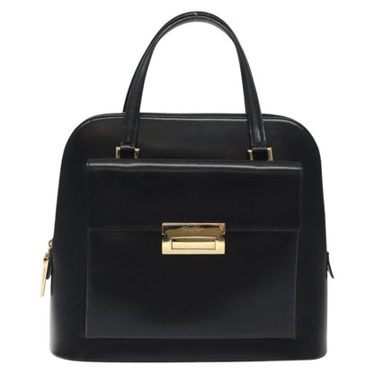 Salvatore Ferragamo Vintage Zip Handbag Leather, BLACK, LEATHER, Handbag
