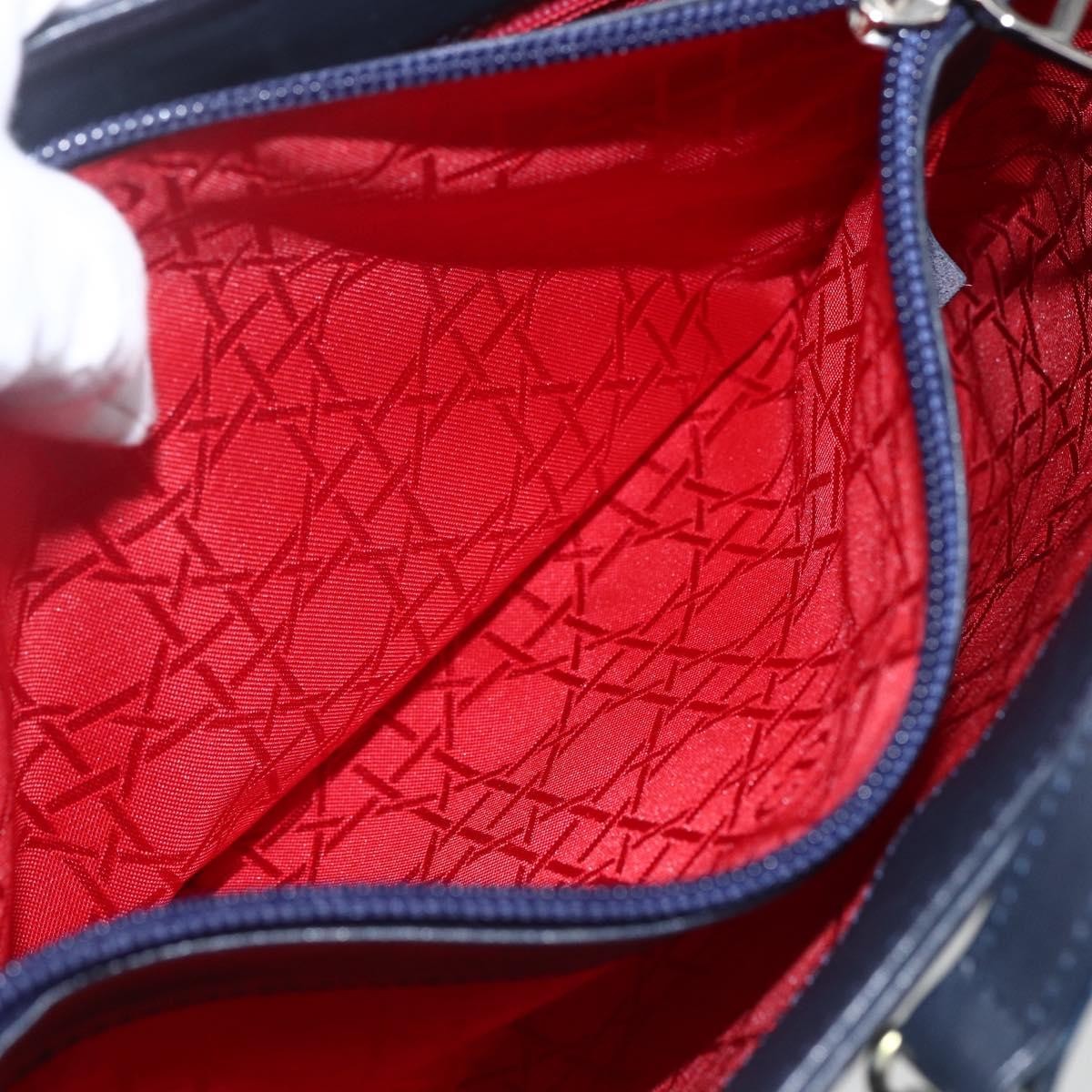 Christian Dior Vintage CD Handbag Leather, NAVY, LEATHER, Handbag