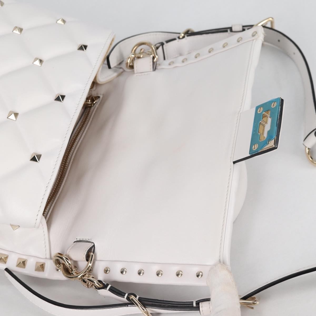 Valentino Garavani VLTN Candystud Top Handle Bag Printed Leather, WHITE, LEATHER, Handbag