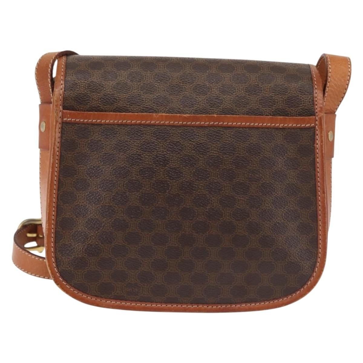 Celine Macadam Shoulder Bag PVC Leather, BROWN, CANVAS, Shoulder bag