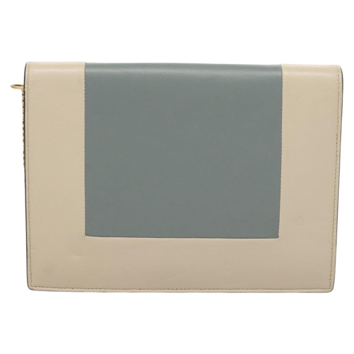 Celine Chain Shoulder Bag Leather, GRAY, LEATHER, Shoulder bag