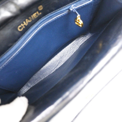 Chanel Vintage Flap Bag Leather, BLACK, LEATHER, Shoulder bag