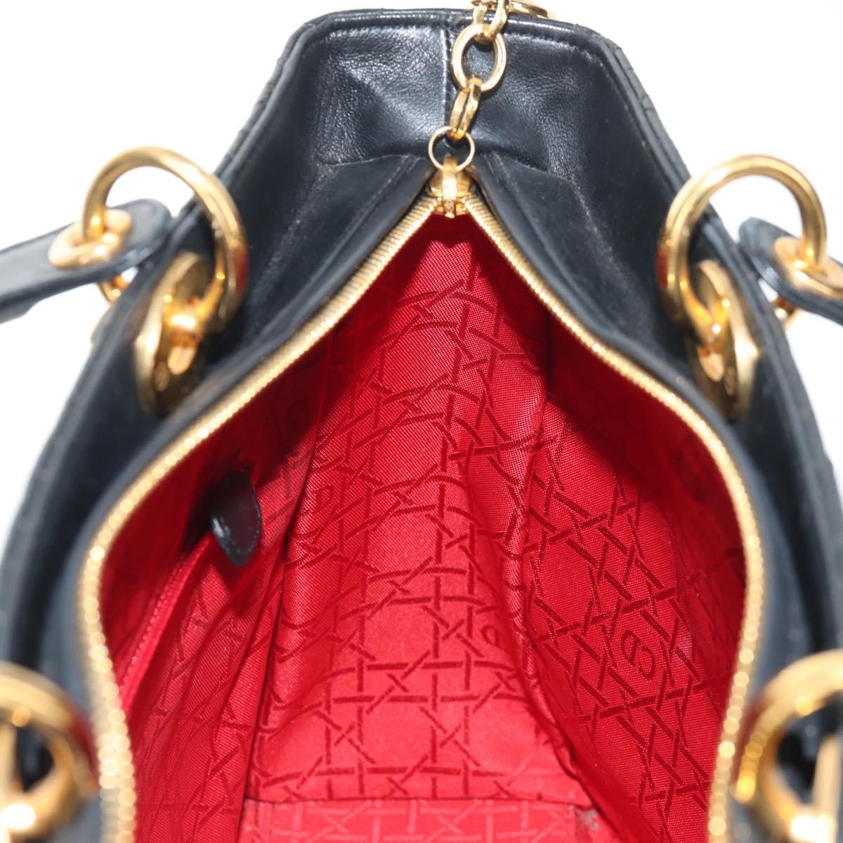 Christian Dior Vintage Lady Dior Bag Cannage Quilt Lambskin, BLACK, LEATHER, Handbag