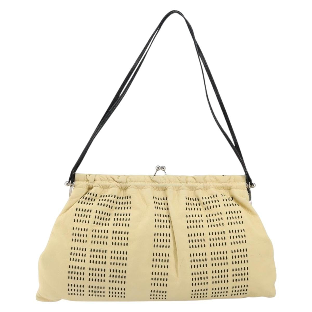 Miu Miu Kisslock Frame Top Handle Bag Leather, BEIGE, LEATHER, Shoulder bag