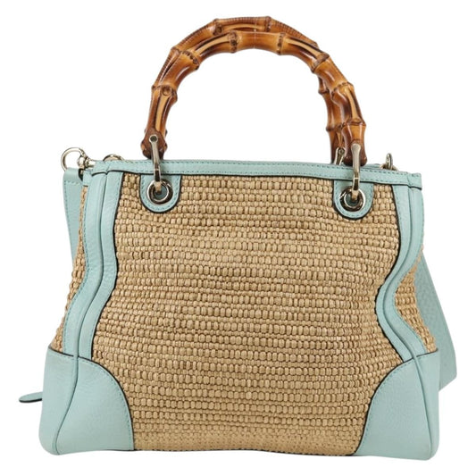Gucci Bamboo Shopper Tote Straw, BEIGE, WICKER, Tote bag