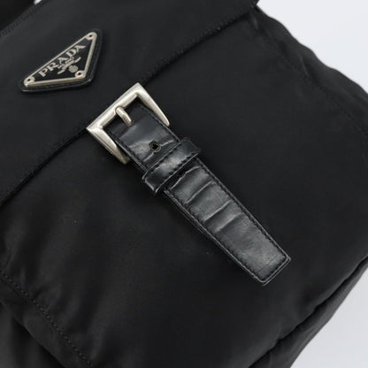 Prada Buckle Messenger Bag Tessuto, BLACK, NYLON, Shoulder bag
