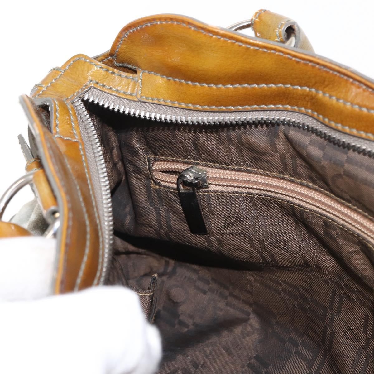 Salvatore Ferragamo Gancini handbag Suede, GREEN, SUEDE, Handbag