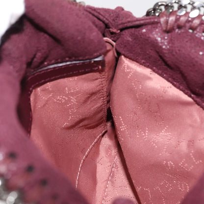 Stella McCartney Falabella Fold Over Crossbody Bag Velvet, BURGUNDY, POLYESTER, Crossbody bag