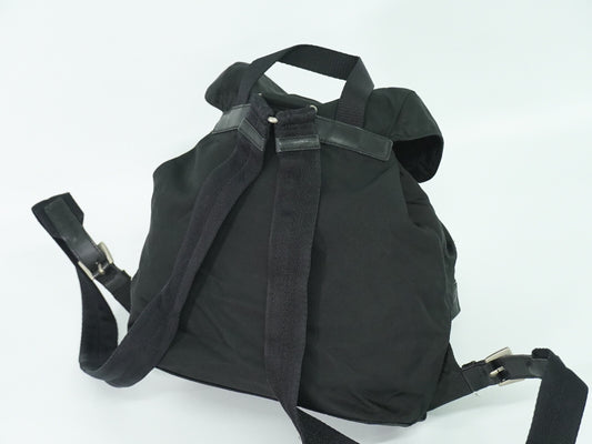 Prada Double Front Pocket Backpack Tessuto, BLACK, NYLON, Backpack