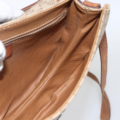 Celine Vintage Macadam Circle Logo Shoulder Bag Canvas and Leather, BEIGE, CANVAS, Shoulder bag