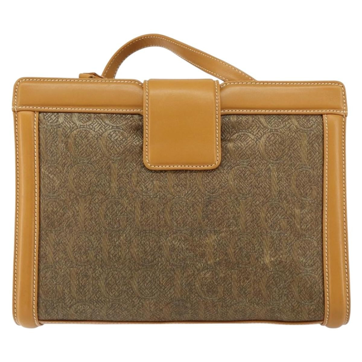 Gucci Vintage Shoulder Bag Canvas and Leather, BEIGE, CANVAS, Shoulder bag