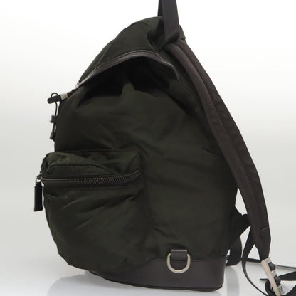 Prada Double Front Pocket Backpack Tessuto, Khaki, Nylon, Backpack