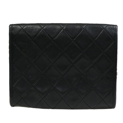 Chanel Vintage Round Flap Bag Quilted Lambskin, BLACK, LEATHER, Handbag