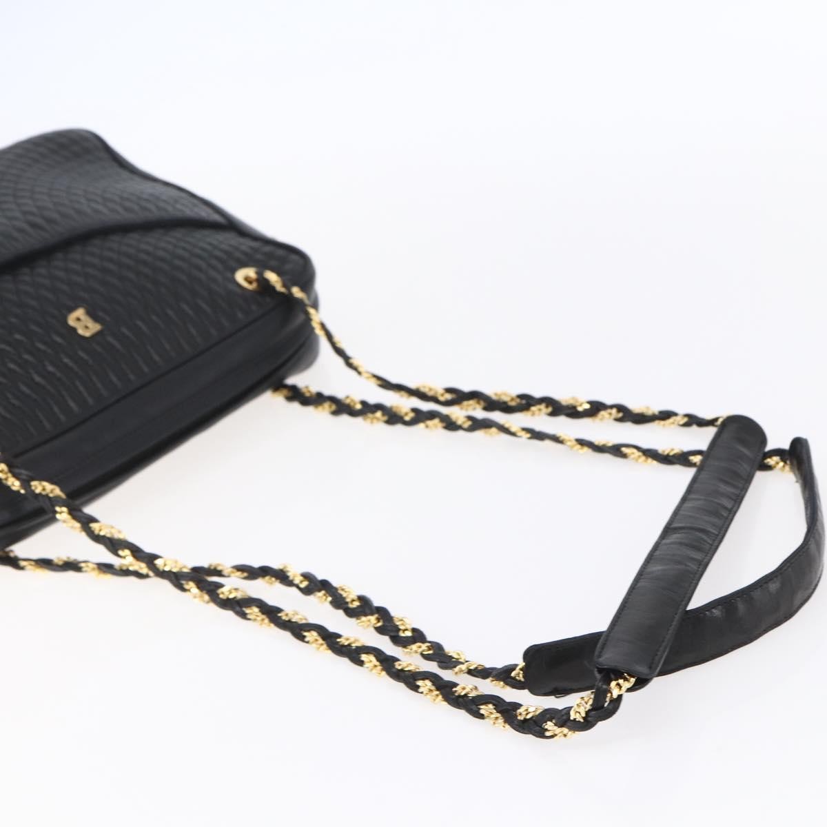 Bally Vintage Chain Shoulder Bag Quilted Leather, BLACK, LEATHER, Shoulder bag