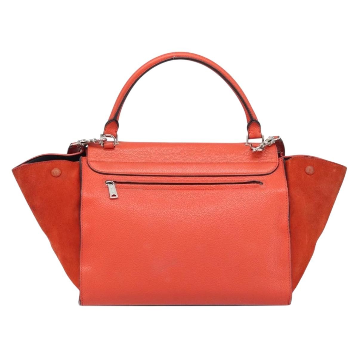 Celine Trapeze Bag Leather with Suede, Orange, Leather, Handbag