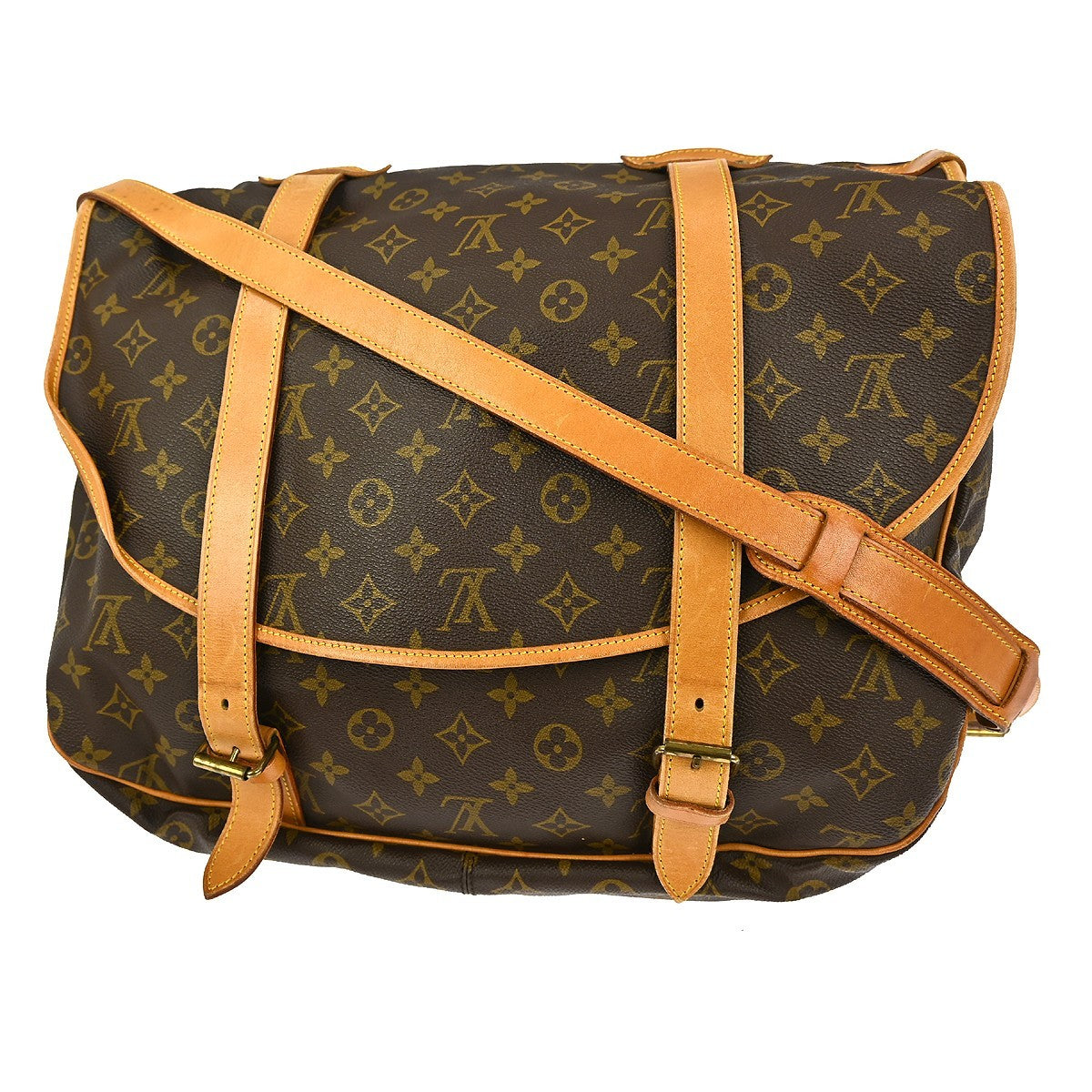 Louis Vuitton Saumur Handbag Monogram Canvas, BROWN, CANVAS, Shoulder bag