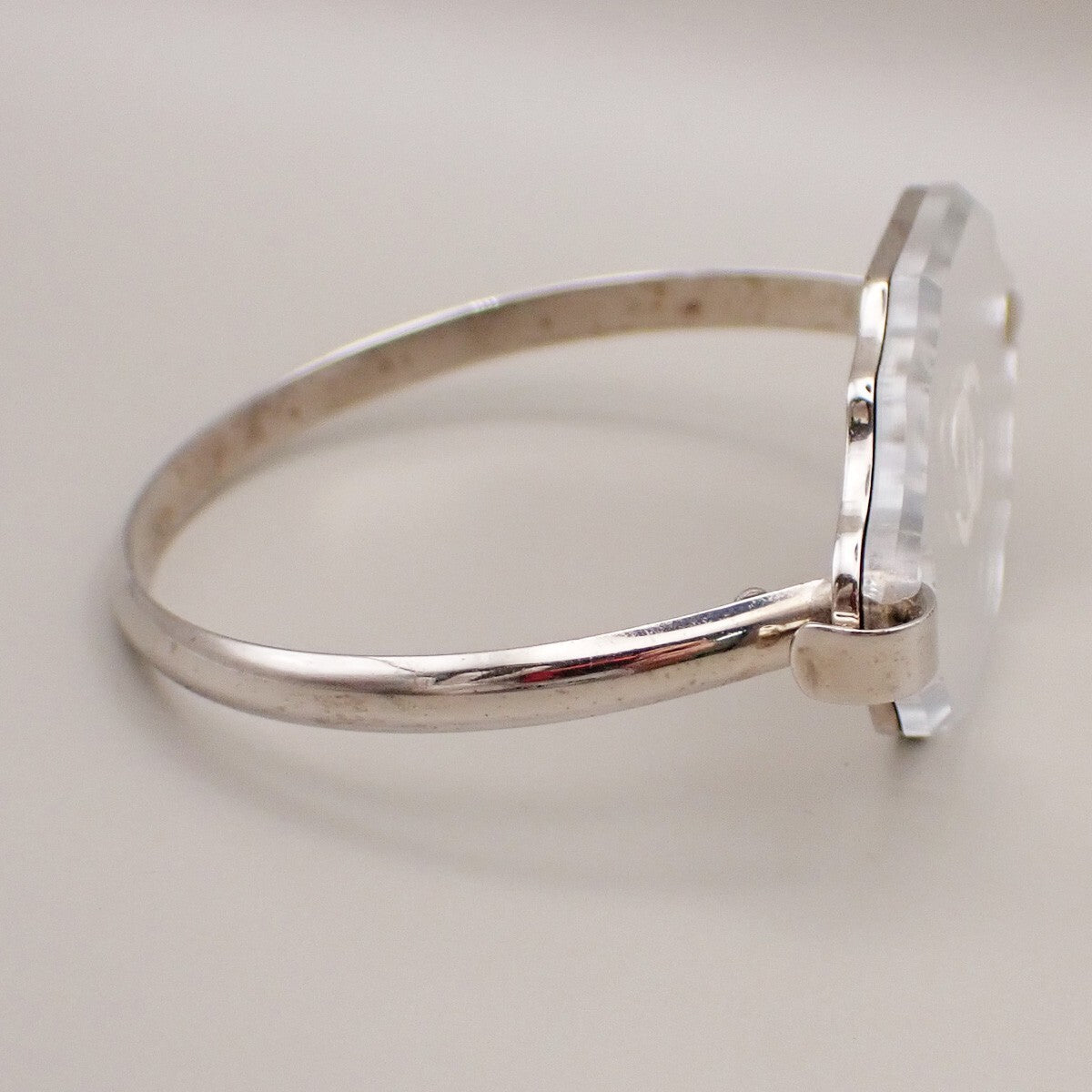 Chanel CC Logo Mirror Bangle Bracelet Metal and Plastic, SILVER, SILVER_PLATED, Bracelet