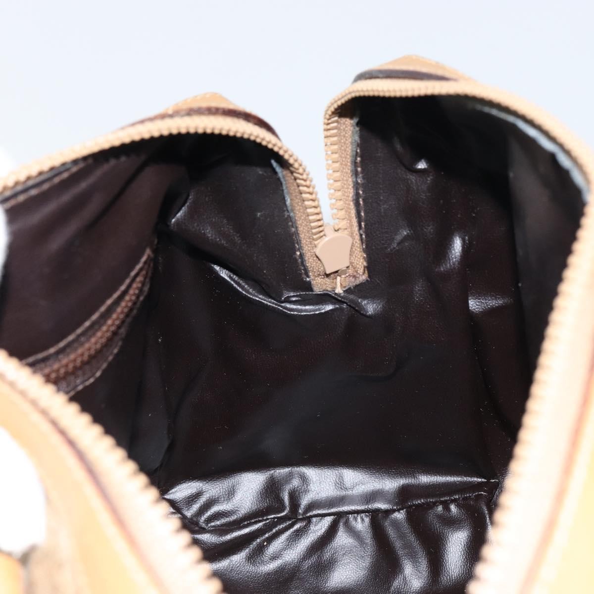 Celine Vintage Macadam Handbag Canvas and Leather, BEIGE, CANVAS, Handbag