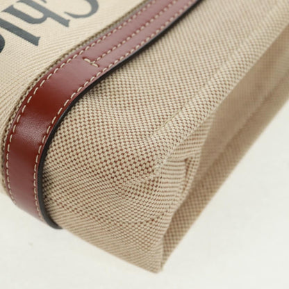 Chloe Woody Convertible Tote Canvas with Leather, BEIGE, CANVAS, Tote bag