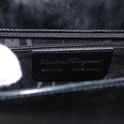 Salvatore Ferragamo Gancini Shoulder Bag Leather, BLACK, LEATHER, Shoulder bag
